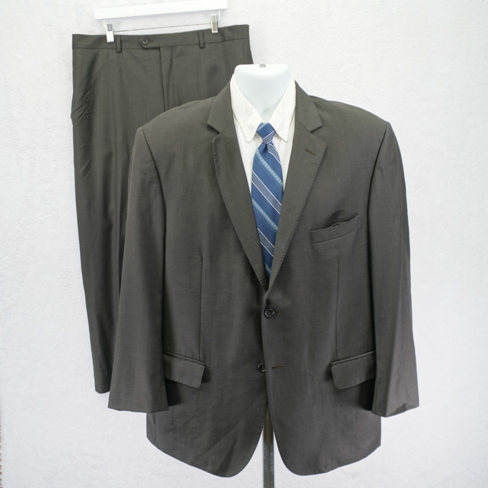 Pronto Uomo Platinum Super 120s Wool Gray Brown Spec Sharkskin 2 Piece Suit 44R